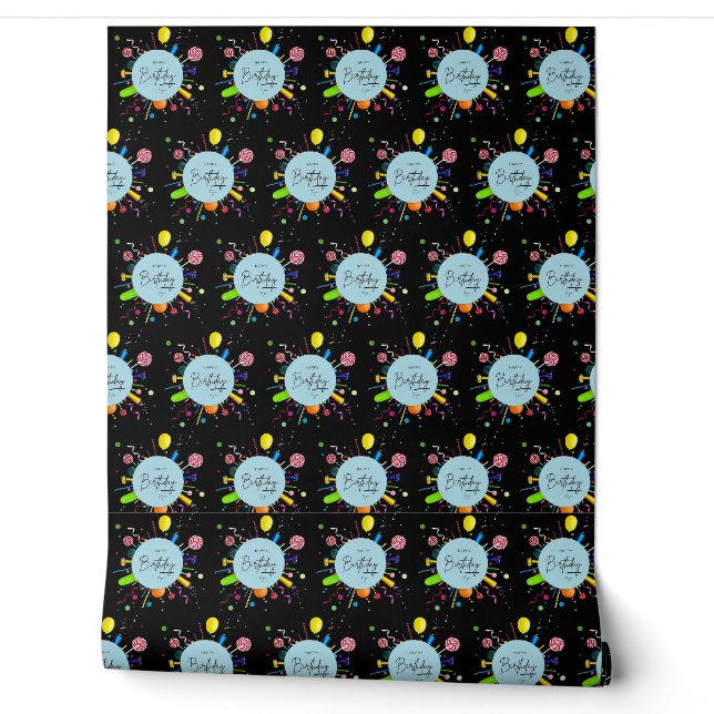 Happy Birthday Wallpaper | aangepast vinyl decor Behang (Afrollen)