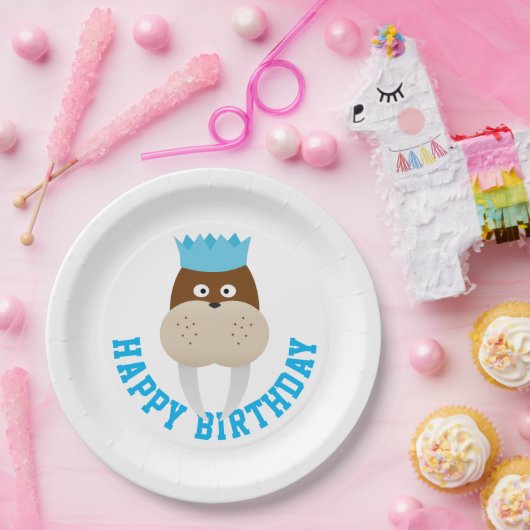 Happy Birthday Walrus Papieren Bordje (Feest)