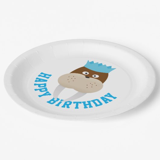 Happy Birthday Walrus Papieren Bordje (Gekanteld)