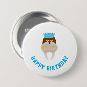 Happy Birthday Walrus Ronde Button 7,6 Cm (Voorkant /achterkant)