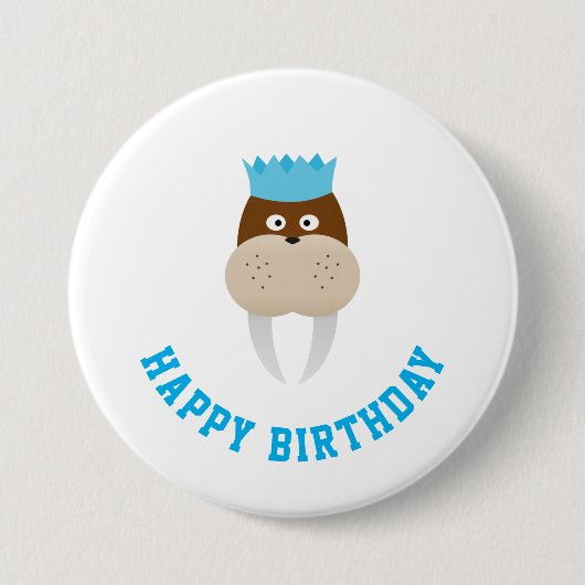 Happy Birthday Walrus Ronde Button 7,6 Cm (Voorkant)