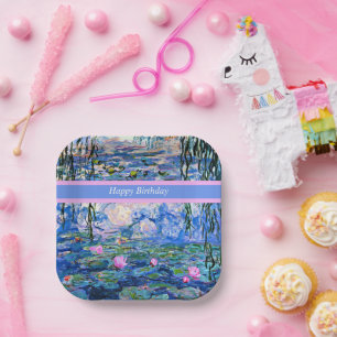 Happy Birthday, Water Lilies artwork, Papieren Bordje