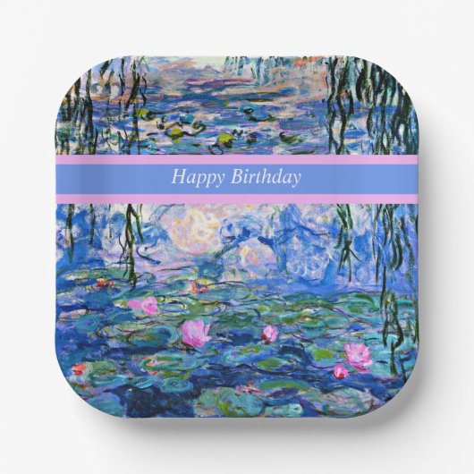 Happy Birthday, Water Lilies artwork, Papieren Bordje (Voorkant)