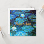 Happy Birthday, Water Lilies (blauw), Kaart (Voorkant / Achterkant in situ)