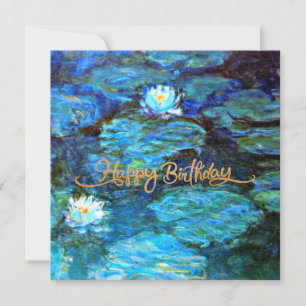 Happy Birthday, Water Lilies (blauw), Kaart