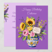 Happy Birthday. Watercolour bouquet. Greeting Card Feestdagenkaart (Voorkant / Achterkant)