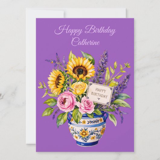 Happy Birthday. Watercolour bouquet. Greeting Card Feestdagenkaart (Voorkant)