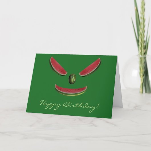 Happy Birthday Watermelon Face Kaart (Voorkant)