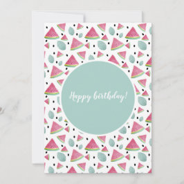 Happy Birthday Watermelon Pattern Waterverf Kaart