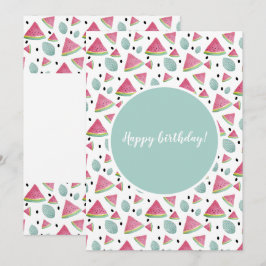 Happy Birthday Watermelon Pattern Waterverf Kaart
