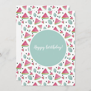 Happy Birthday Watermelon Pattern Waterverf Kaart