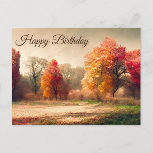 Happy Birthday Waterverf Autumn Forest Landscape Briefkaart