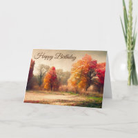 Happy Birthday Waterverf Autumn Forest Landscape