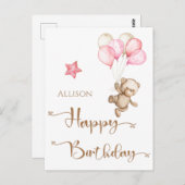 Happy Birthday Waterverf Ballons Briefkaart (Voorkant / Achterkant)