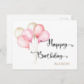 Happy Birthday Waterverf Ballons Briefkaart (Voorkant / Achterkant)