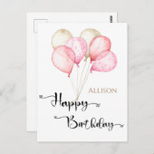 Happy Birthday Waterverf Ballons Briefkaart (Voorkant / Achterkant)