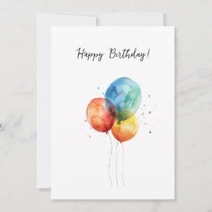 Happy Birthday Waterverf Ballons Feestdagenkaart