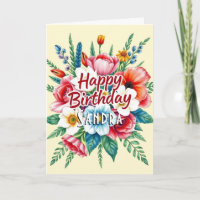 Happy Birthday Waterverf Bloemenboeket Kaart
