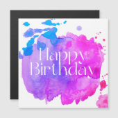 Happy Birthday Waterverf Card Magnetische Uitnodiging (Voorkant / Achterkant)