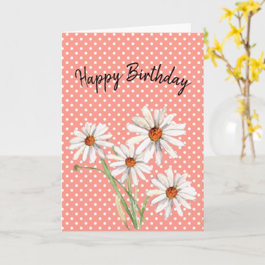 Happy Birthday Waterverf Daisy Kaart (Gele Bloem)