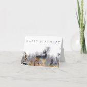 Happy Birthday Waterverf Deer Forest Card Kaart (Voorkant)