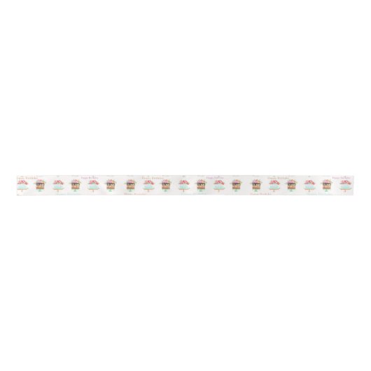 Happy Birthday Waterverf Floral Cake Satijnen Lint (Voorkant)