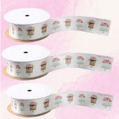 Happy Birthday Waterverf Floral Cake Satijnen Lint