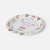 Happy Birthday Waterverf Floral Cakes Papieren Bordje (Gekanteld)