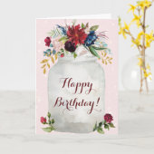 Happy Birthday Waterverf Floral Mason Jar Kaart (Gele Bloem)