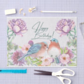Happy Birthday Waterverf Flowers, Birds Tissuepapier (Craft)