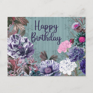 Happy Birthday Waterverf  Flowers Briefkaart