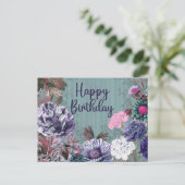 Happy Birthday Waterverf  Flowers Briefkaart (Staand voorkant)