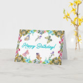 Happy Birthday Waterverf Flowers Kaart (Gele Bloem)