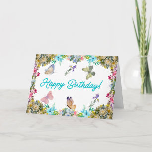 Happy Birthday Waterverf Flowers Kaart