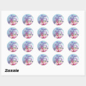 Happy Birthday Waterverf Flowers Round Stickers (Vel)