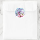 Happy Birthday Waterverf Flowers Round Stickers (Tas)