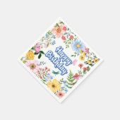 Happy Birthday Waterverf Flowers Servet (Hoek)