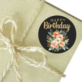 Happy Birthday Waterverf Flowers Sticker