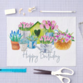 Happy Birthday Waterverf Garden Flowers - Tulips Tissuepapier (Craft)