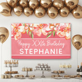 Happy Birthday - Waterverf Gekleurde bloemen tekst Spandoek