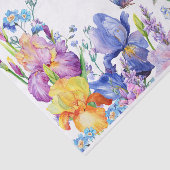 Happy Birthday Waterverf Iris Flowers en Tuin Tissuepapier (Detail)
