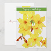 Happy Birthday Waterverf Jasmine Flower Kaart (Voorkant / Achterkant)