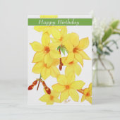 Happy Birthday Waterverf Jasmine Flower Kaart (Staand voorkant)