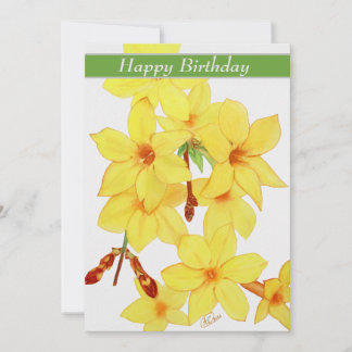 Happy Birthday Waterverf Jasmine Flower Kaart