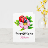 Happy Birthday Waterverf Kaart (Gele Bloem)