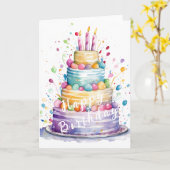 Happy Birthday Waterverf Kaart (Gele Bloem)