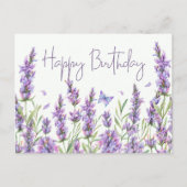 Happy Birthday Waterverf Lavender Flowers Briefkaart (Voorkant)