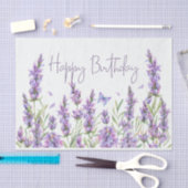 Happy Birthday Waterverf Lavender Flowers Tissuepapier (Craft)