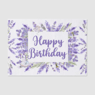 Happy Birthday Waterverf Lavender Flowers Tissuepapier