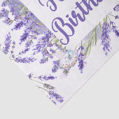 Happy Birthday Waterverf Lavender Flowers Tissuepapier (Detail)